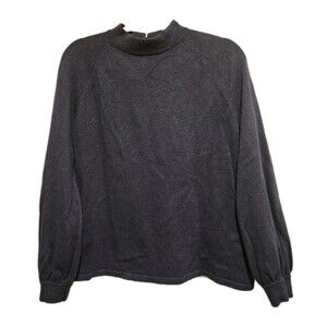 Boden Wool & Cashmere Blend Mock Neck Keyhole Sweater Navy Size Medium